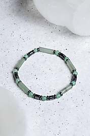 Aventurin Boru Kesim & Hematit Doğaltaş Özel Tasarım Bileklik