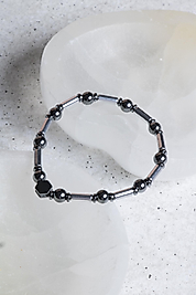 Hematit 6 mm ve Boru Kesim Sertifikalı Doğaltaş Bileklik