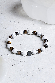 Havlit 8 mm & Kaplangözü Yassı & Hematit Sertifikalı Doğaltaş Bileklik